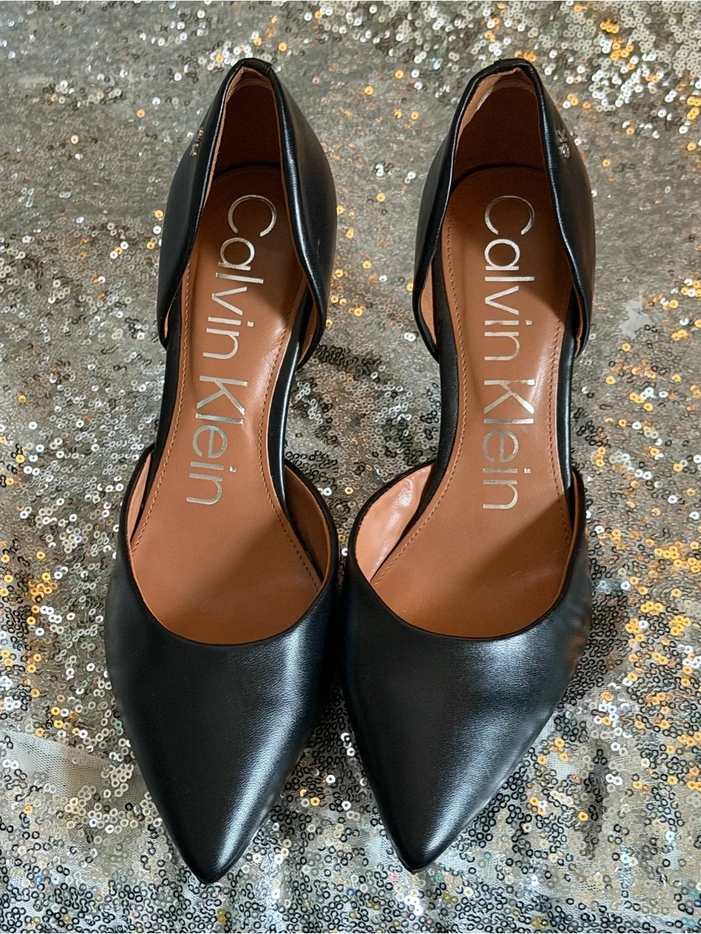 Calvin Klein Black D'Orsay Pointed-Toe Pumps
